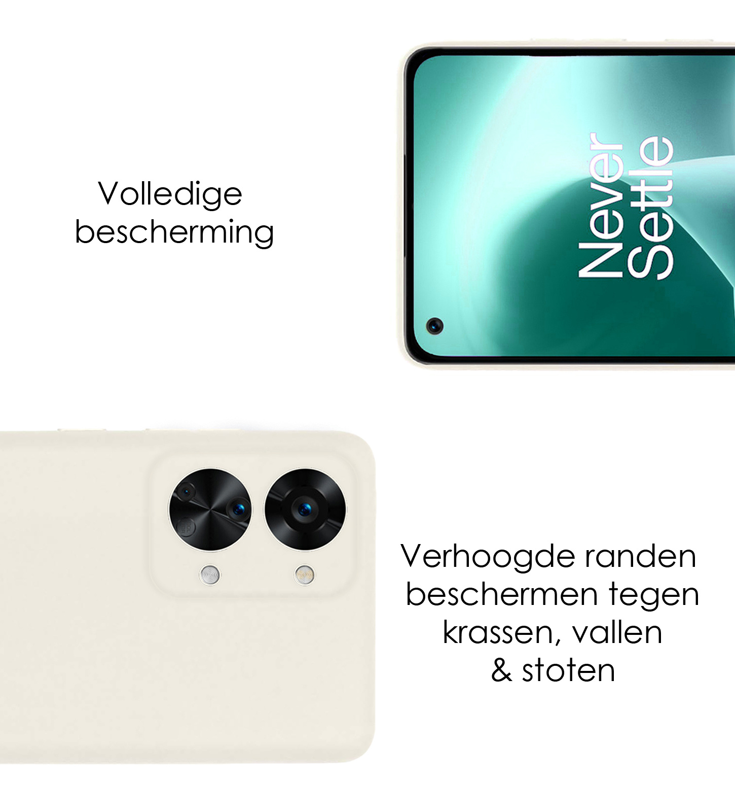 NoXx Hoes Geschikt voor OnePlus Nord 2T Hoesje Cover Siliconen Back Case Hoes - Wit - 2x
