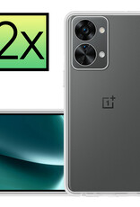 NoXx Hoes Geschikt voor OnePlus Nord 2T Hoesje Cover Siliconen Back Case Hoes - Transparant - 2x