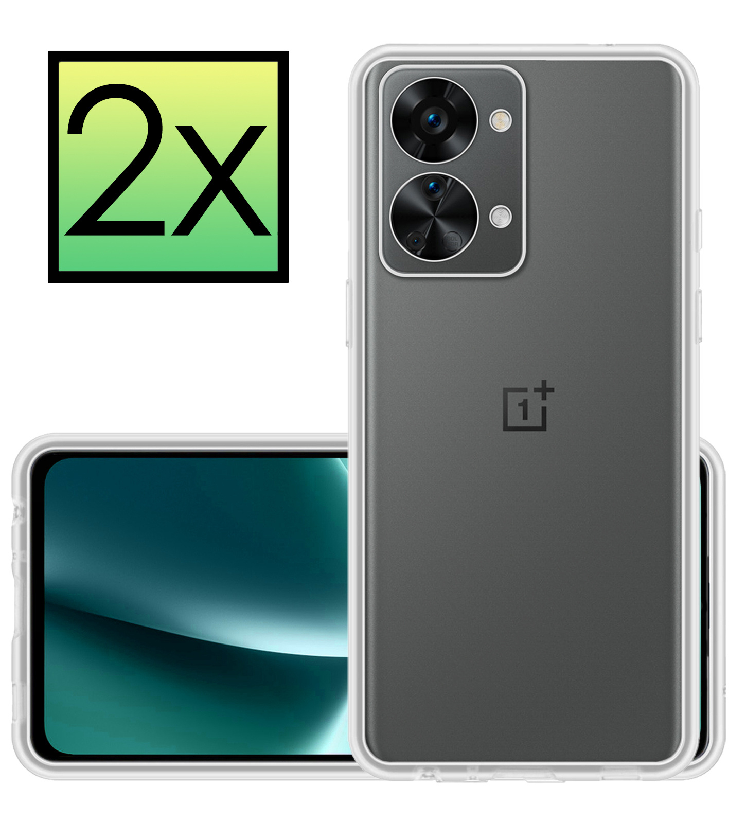 NoXx Hoes Geschikt voor OnePlus Nord 2T Hoesje Cover Siliconen Back Case Hoes - Transparant - 2x