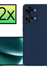 NoXx Hoes Geschikt voor OnePlus Nord 2T Hoesje Cover Siliconen Back Case Hoes - Donkerblauw - 2x