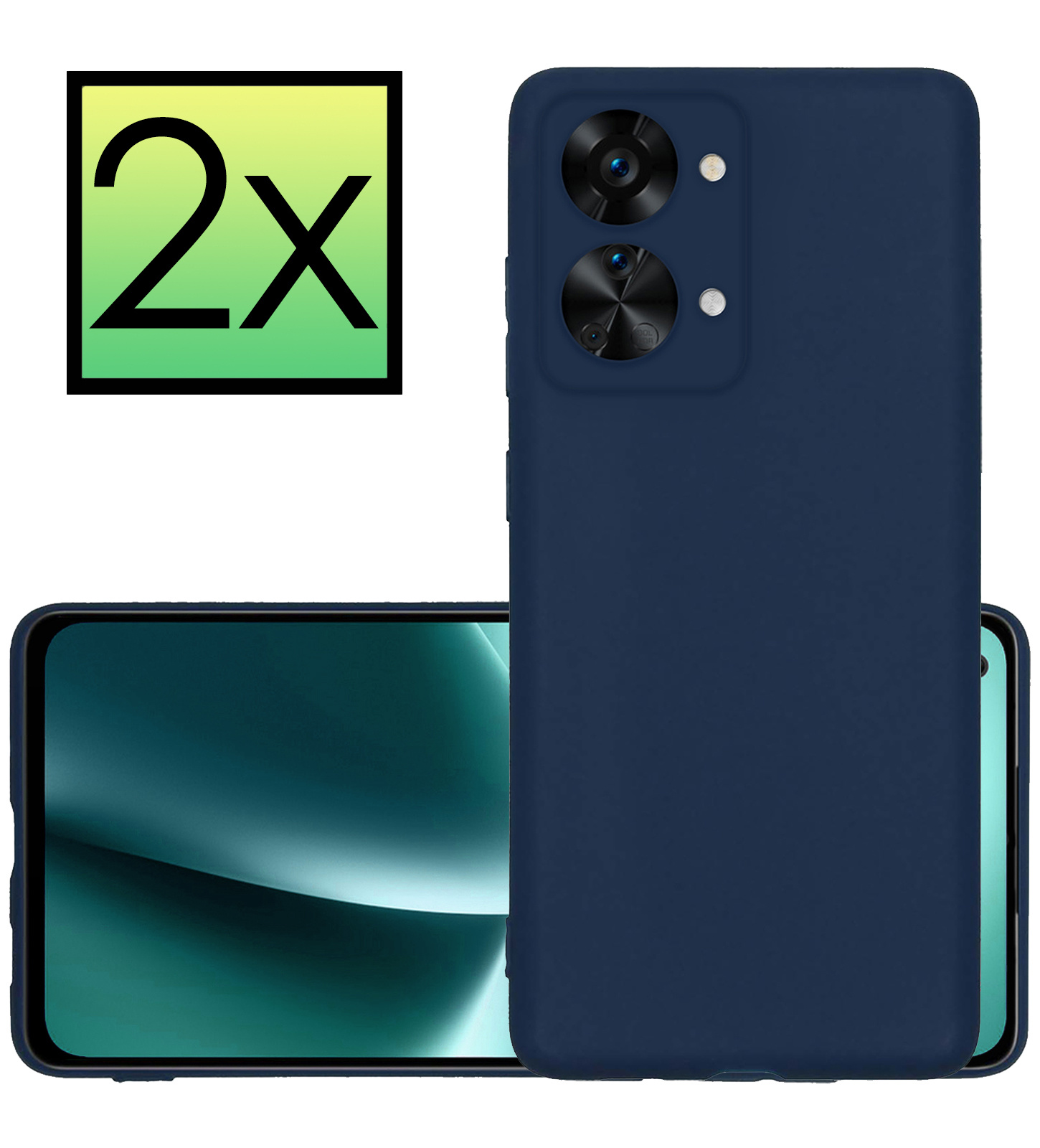 NoXx Hoes Geschikt voor OnePlus Nord 2T Hoesje Cover Siliconen Back Case Hoes - Donkerblauw - 2x