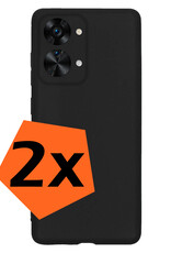 Nomfy Hoesje Geschikt voor OnePlus Nord 2T Hoesje Siliconen Cover Case - Hoes Geschikt voor OnePlus Nord 2T Hoes Back Case - 2-PACK - Zwart