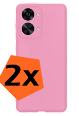 Nomfy Hoesje Geschikt voor OnePlus Nord 2T Hoesje Siliconen Cover Case - Hoes Geschikt voor OnePlus Nord 2T Hoes Back Case - 2-PACK - Lichtroze