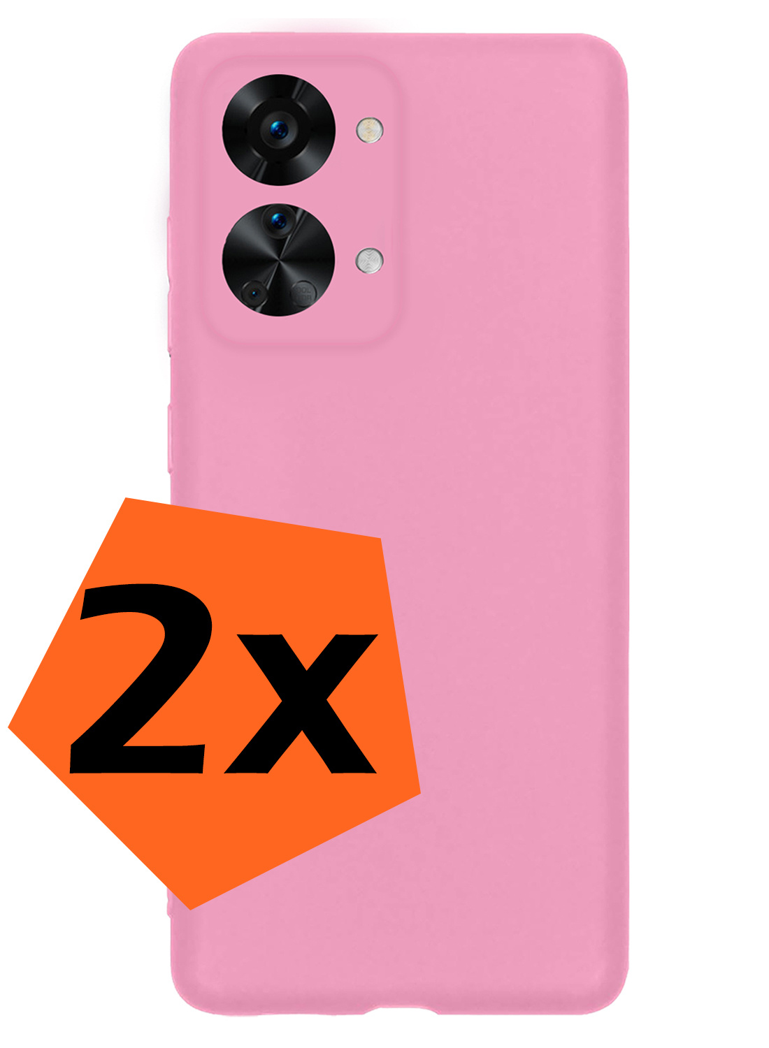 Nomfy Hoesje Geschikt voor OnePlus Nord 2T Hoesje Siliconen Cover Case - Hoes Geschikt voor OnePlus Nord 2T Hoes Back Case - 2-PACK - Lichtroze