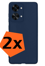 Nomfy Hoesje Geschikt voor OnePlus Nord 2T Hoesje Siliconen Cover Case - Hoes Geschikt voor OnePlus Nord 2T Hoes Back Case - 2-PACK - Donkerblauw
