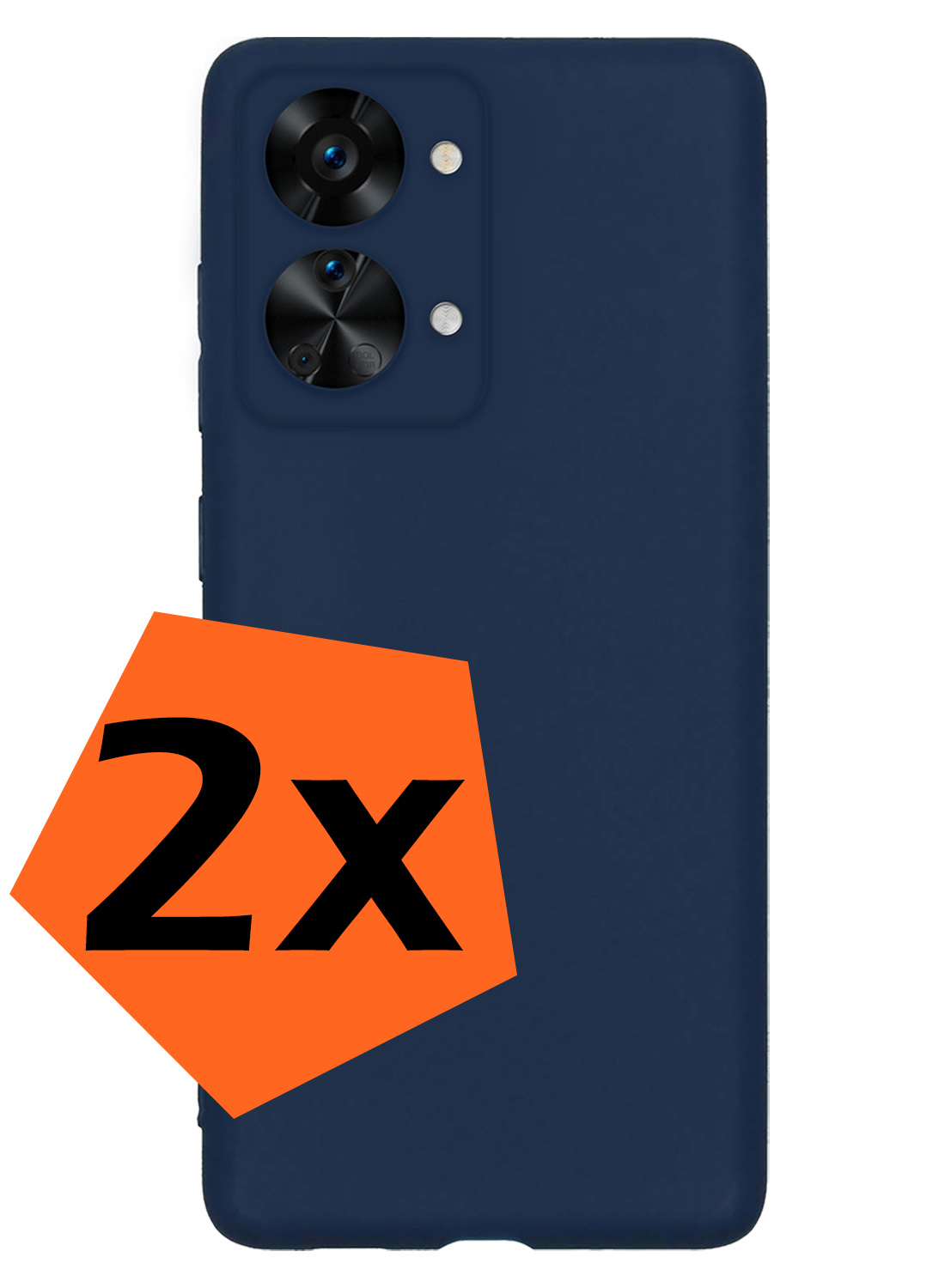 Nomfy Hoesje Geschikt voor OnePlus Nord 2T Hoesje Siliconen Cover Case - Hoes Geschikt voor OnePlus Nord 2T Hoes Back Case - 2-PACK - Donkerblauw