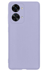 BASEY. Hoes Geschikt voor OnePlus Nord 2T Hoesje Siliconen Back Cover Case Met Screenprotector - Hoesje Geschikt voor OnePlus Nord 2T Hoes Cover Hoesje - Lila