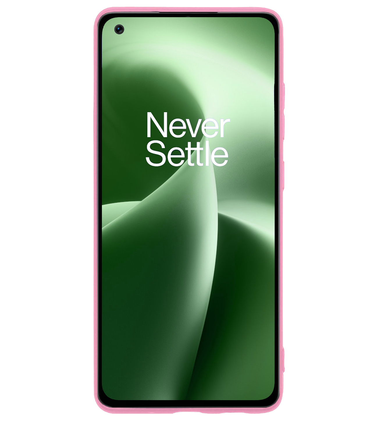 BASEY. Hoes Geschikt voor OnePlus Nord 2T Hoesje Siliconen Back Cover Case Met Screenprotector - Hoesje Geschikt voor OnePlus Nord 2T Hoes Cover Hoesje - Lichtroze
