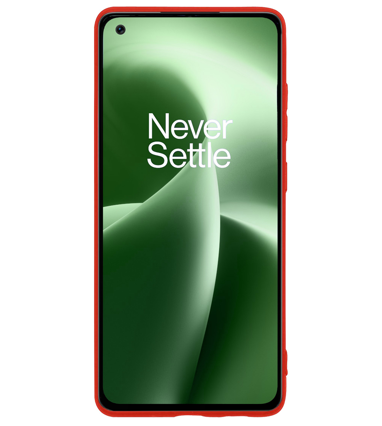 BASEY. Hoes Geschikt voor OnePlus Nord 2T Hoesje Siliconen Back Cover Case Met Screenprotector - Hoesje Geschikt voor OnePlus Nord 2T Hoes Cover Hoesje - Rood