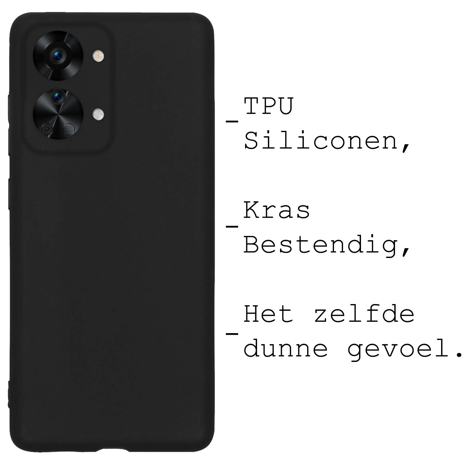 BASEY. Hoes Geschikt voor OnePlus Nord 2T Hoesje Siliconen Back Cover Case Met Screenprotector - Hoesje Geschikt voor OnePlus Nord 2T Hoes Cover Hoesje - Zwart