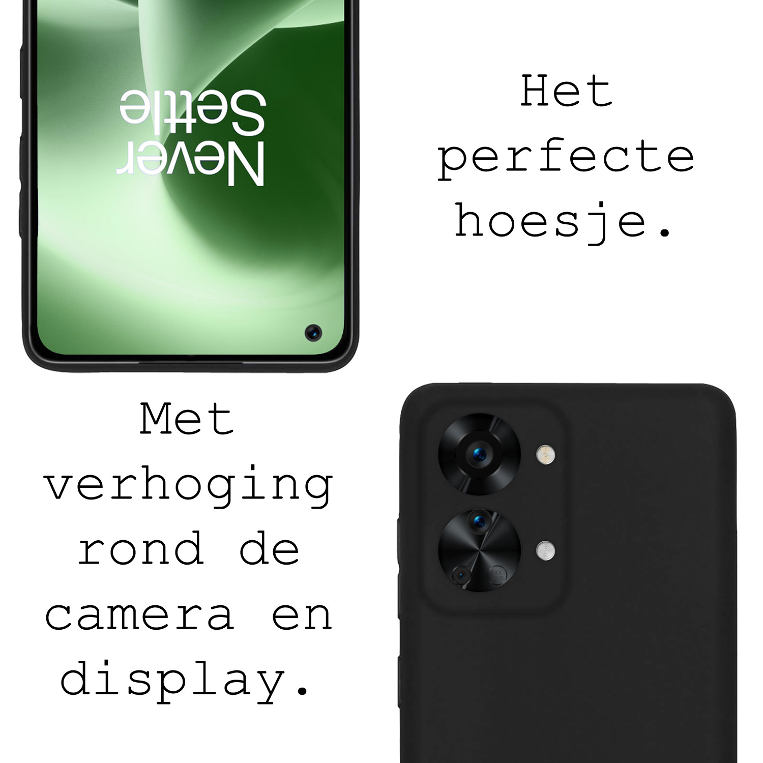 BASEY. Hoes Geschikt voor OnePlus Nord 2T Hoesje Siliconen Back Cover Case Met Screenprotector - Hoesje Geschikt voor OnePlus Nord 2T Hoes Cover Hoesje - Zwart