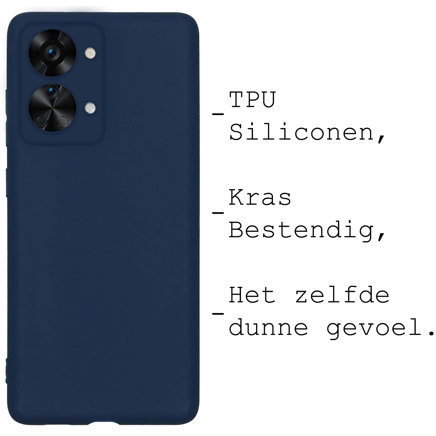 BASEY. Hoes Geschikt voor OnePlus Nord 2T Hoesje Siliconen Back Cover Case Met 2x Screenprotector - Hoesje Geschikt voor OnePlus Nord 2T Hoes Cover Hoesje - Donkerblauw