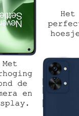 BASEY. Hoes Geschikt voor OnePlus Nord 2T Hoesje Siliconen Back Cover Case Met 2x Screenprotector - Hoesje Geschikt voor OnePlus Nord 2T Hoes Cover Hoesje - Donkerblauw