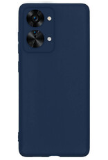 BASEY. Hoes Geschikt voor OnePlus Nord 2T Hoesje Siliconen Back Cover Case Met 2x Screenprotector - Hoesje Geschikt voor OnePlus Nord 2T Hoes Cover Hoesje - Donkerblauw