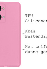 BASEY. Hoes Geschikt voor OnePlus Nord 2T Hoesje Siliconen Back Cover Case Met 2x Screenprotector - Hoesje Geschikt voor OnePlus Nord 2T Hoes Cover Hoesje - Lichtroze