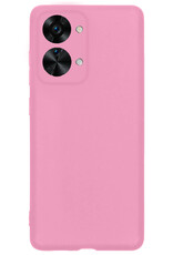 BASEY. Hoes Geschikt voor OnePlus Nord 2T Hoesje Siliconen Back Cover Case Met 2x Screenprotector - Hoesje Geschikt voor OnePlus Nord 2T Hoes Cover Hoesje - Lichtroze