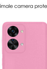 NoXx Hoes Geschikt voor OnePlus Nord 2T Hoesje Cover Siliconen Back Case Hoes Met Screenprotector - Lichtroze