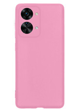 NoXx Hoes Geschikt voor OnePlus Nord 2T Hoesje Cover Siliconen Back Case Hoes Met Screenprotector - Lichtroze