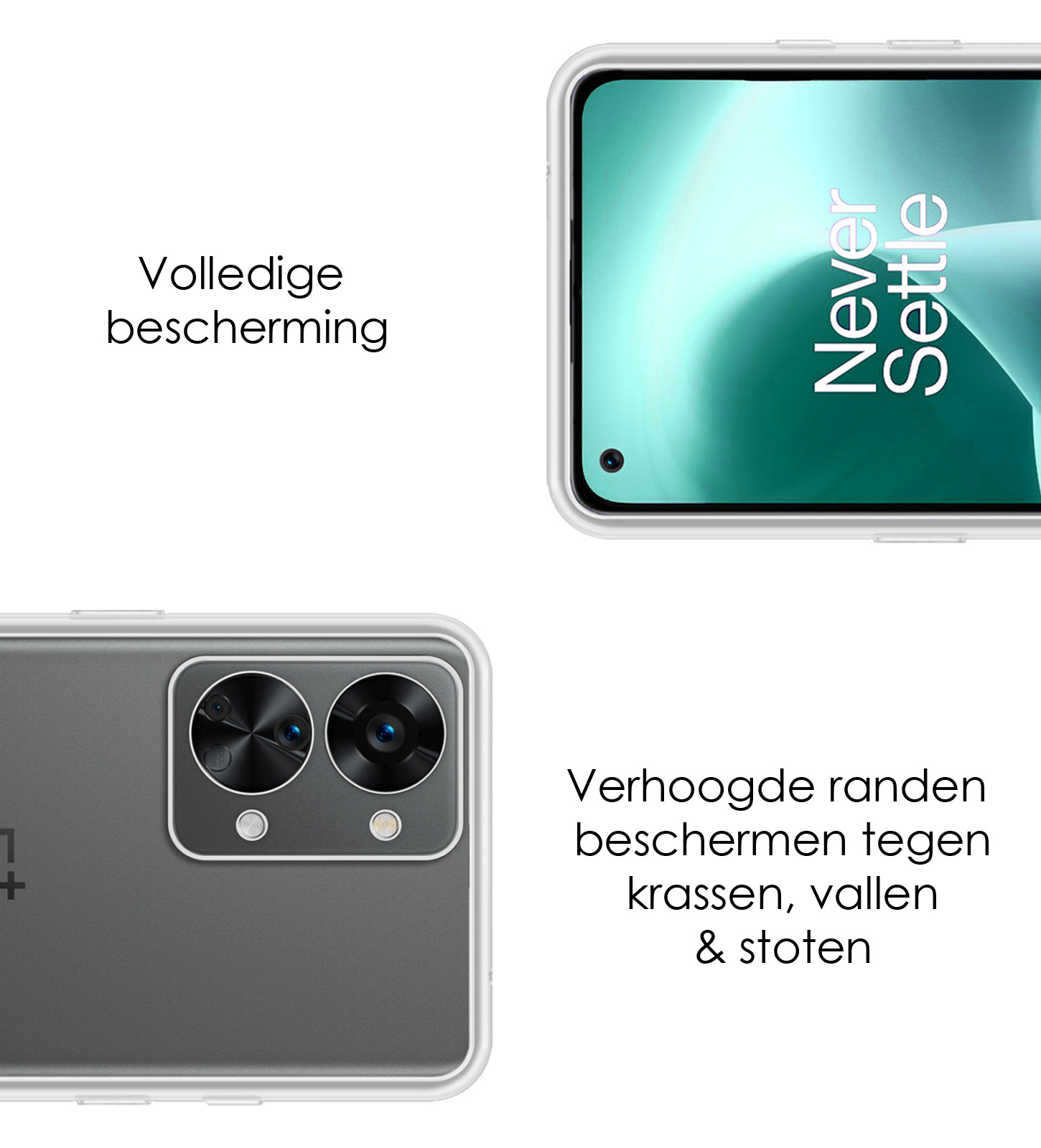 NoXx Hoes Geschikt voor OnePlus Nord 2T Hoesje Cover Siliconen Back Case Hoes Met Screenprotector - Transparant