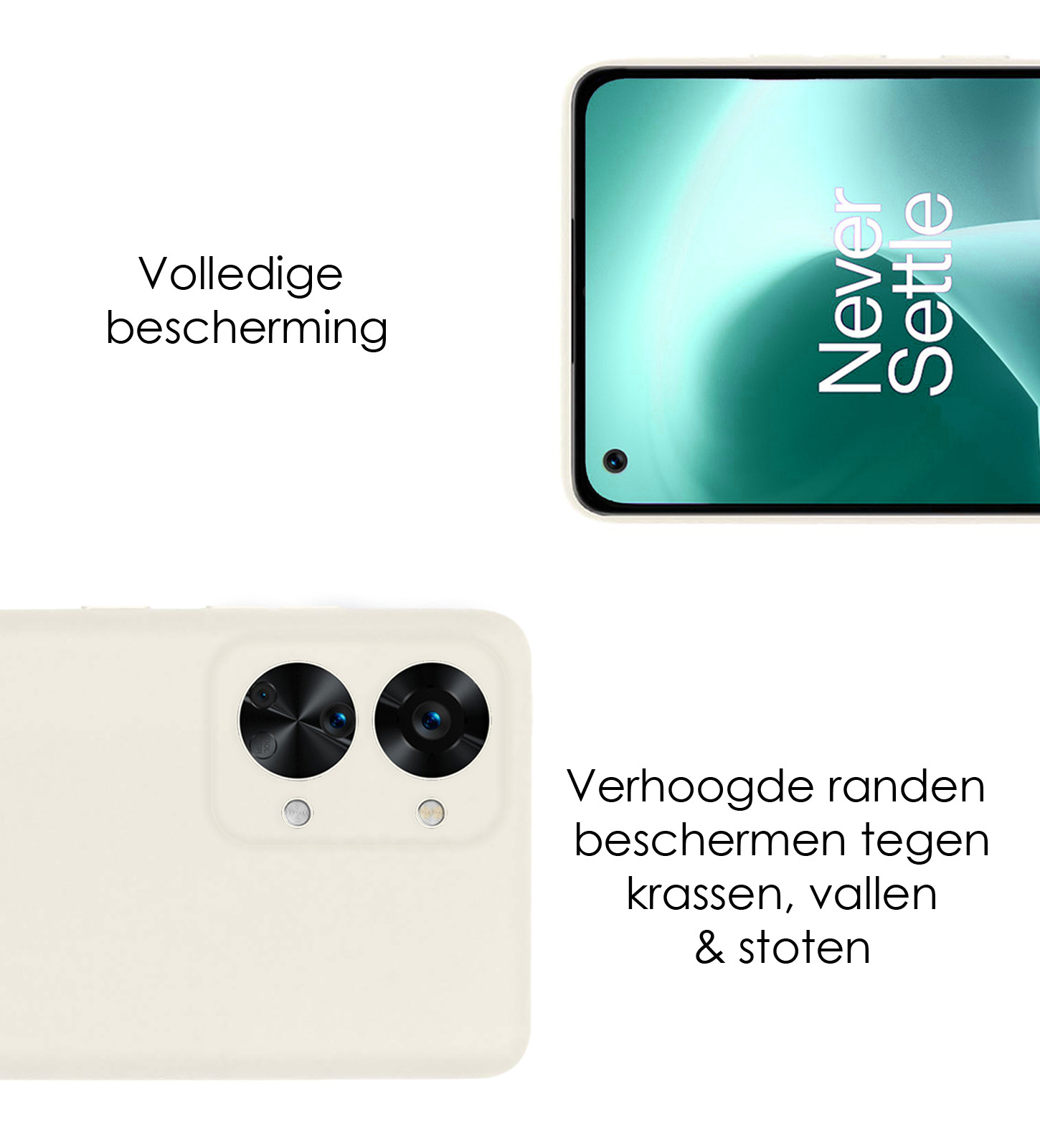 NoXx Hoes Geschikt voor OnePlus Nord 2T Hoesje Cover Siliconen Back Case Hoes Met Screenprotector - Wit