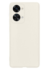 NoXx Hoes Geschikt voor OnePlus Nord 2T Hoesje Cover Siliconen Back Case Hoes Met Screenprotector - Wit