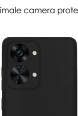 NoXx Hoes Geschikt voor OnePlus Nord 2T Hoesje Cover Siliconen Back Case Hoes Met Screenprotector - Zwart