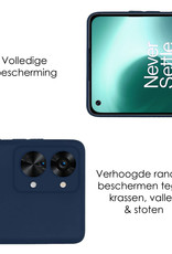 NoXx Hoes Geschikt voor OnePlus Nord 2T Hoesje Cover Siliconen Back Case Hoes Met 2x Screenprotector - Donkerblauw