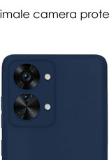 NoXx Hoes Geschikt voor OnePlus Nord 2T Hoesje Cover Siliconen Back Case Hoes Met 2x Screenprotector - Donkerblauw