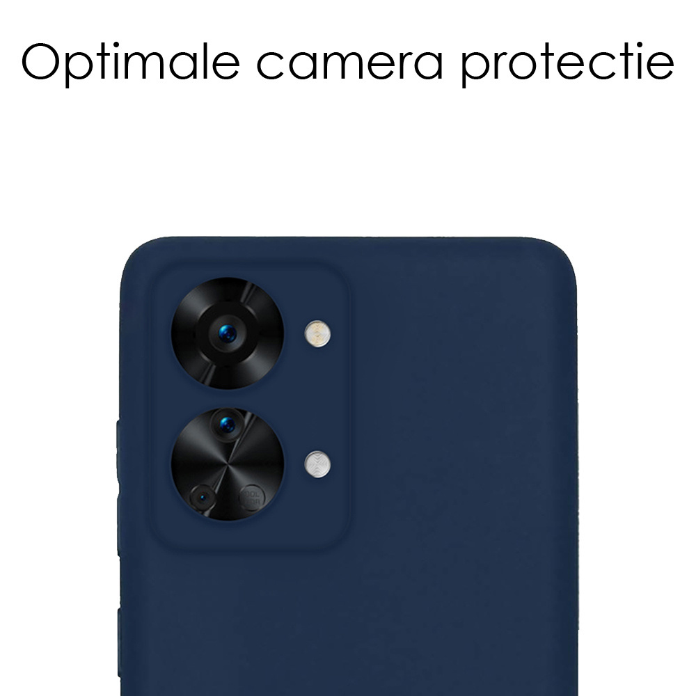 NoXx Hoes Geschikt voor OnePlus Nord 2T Hoesje Cover Siliconen Back Case Hoes Met 2x Screenprotector - Donkerblauw