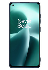 NoXx Hoes Geschikt voor OnePlus Nord 2T Hoesje Cover Siliconen Back Case Hoes Met 2x Screenprotector - Donkerblauw