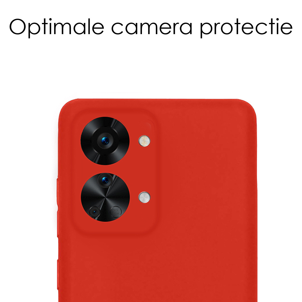 OnePlus Nord 2T Hoesje Back Cover Siliconen Case Hoes Met 2x Screenprotector - Rood