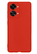 OnePlus Nord 2T Hoesje Back Cover Siliconen Case Hoes Met 2x Screenprotector - Rood