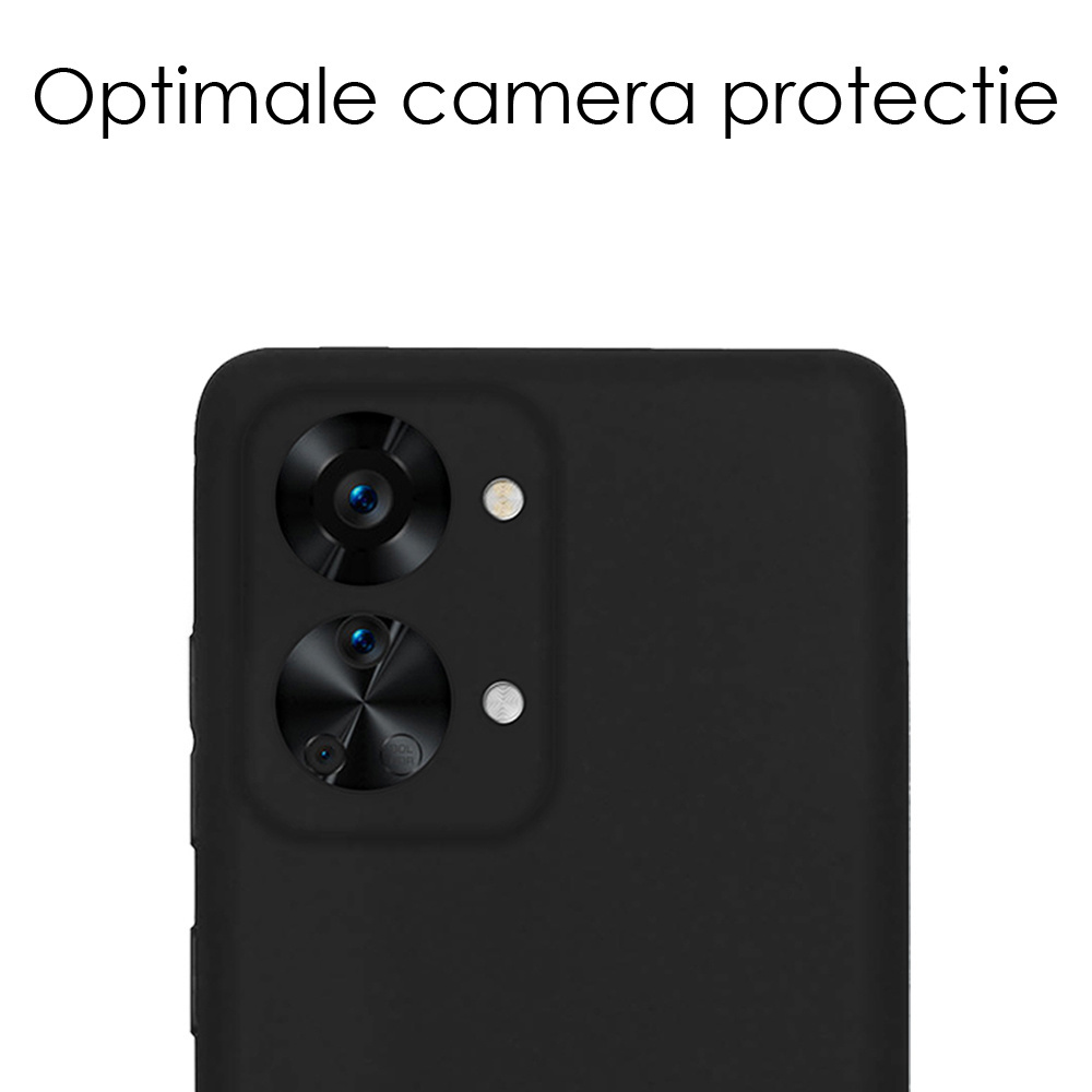 NoXx Hoes Geschikt voor OnePlus Nord 2T Hoesje Cover Siliconen Back Case Hoes Met 2x Screenprotector - Zwart