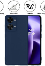 Nomfy Hoesje Geschikt voor OnePlus Nord 2T Hoesje Siliconen Cover Case Met Screenprotector - Hoes Geschikt voor OnePlus Nord 2T Hoes Back Case - Donkerblauw