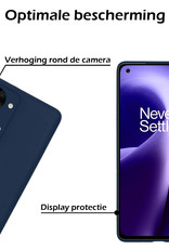 Nomfy Hoesje Geschikt voor OnePlus Nord 2T Hoesje Siliconen Cover Case Met Screenprotector - Hoes Geschikt voor OnePlus Nord 2T Hoes Back Case - Donkerblauw
