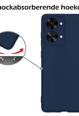Nomfy Hoesje Geschikt voor OnePlus Nord 2T Hoesje Siliconen Cover Case Met Screenprotector - Hoes Geschikt voor OnePlus Nord 2T Hoes Back Case - Donkerblauw