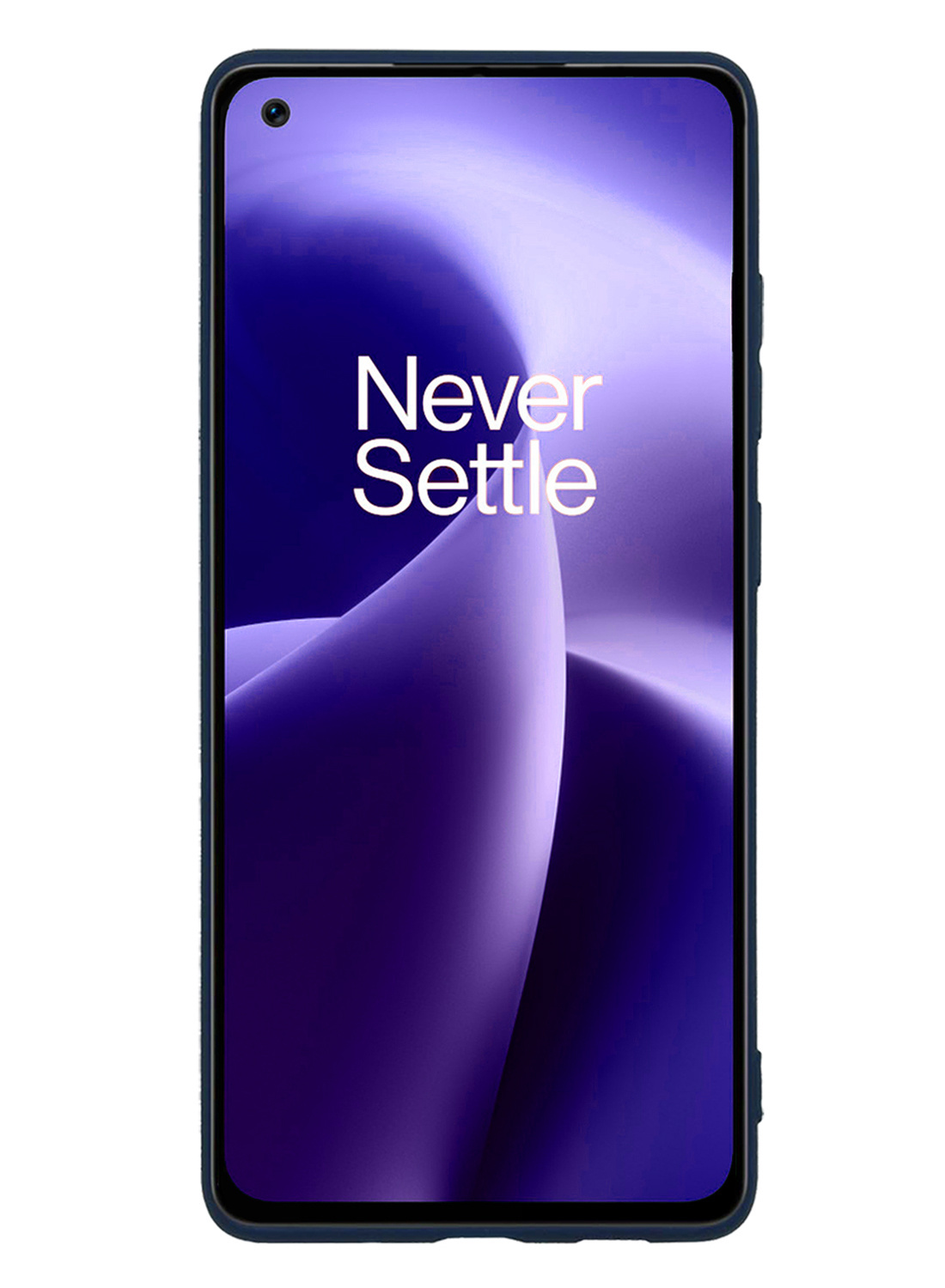 Nomfy Hoesje Geschikt voor OnePlus Nord 2T Hoesje Siliconen Cover Case Met Screenprotector - Hoes Geschikt voor OnePlus Nord 2T Hoes Back Case - Donkerblauw