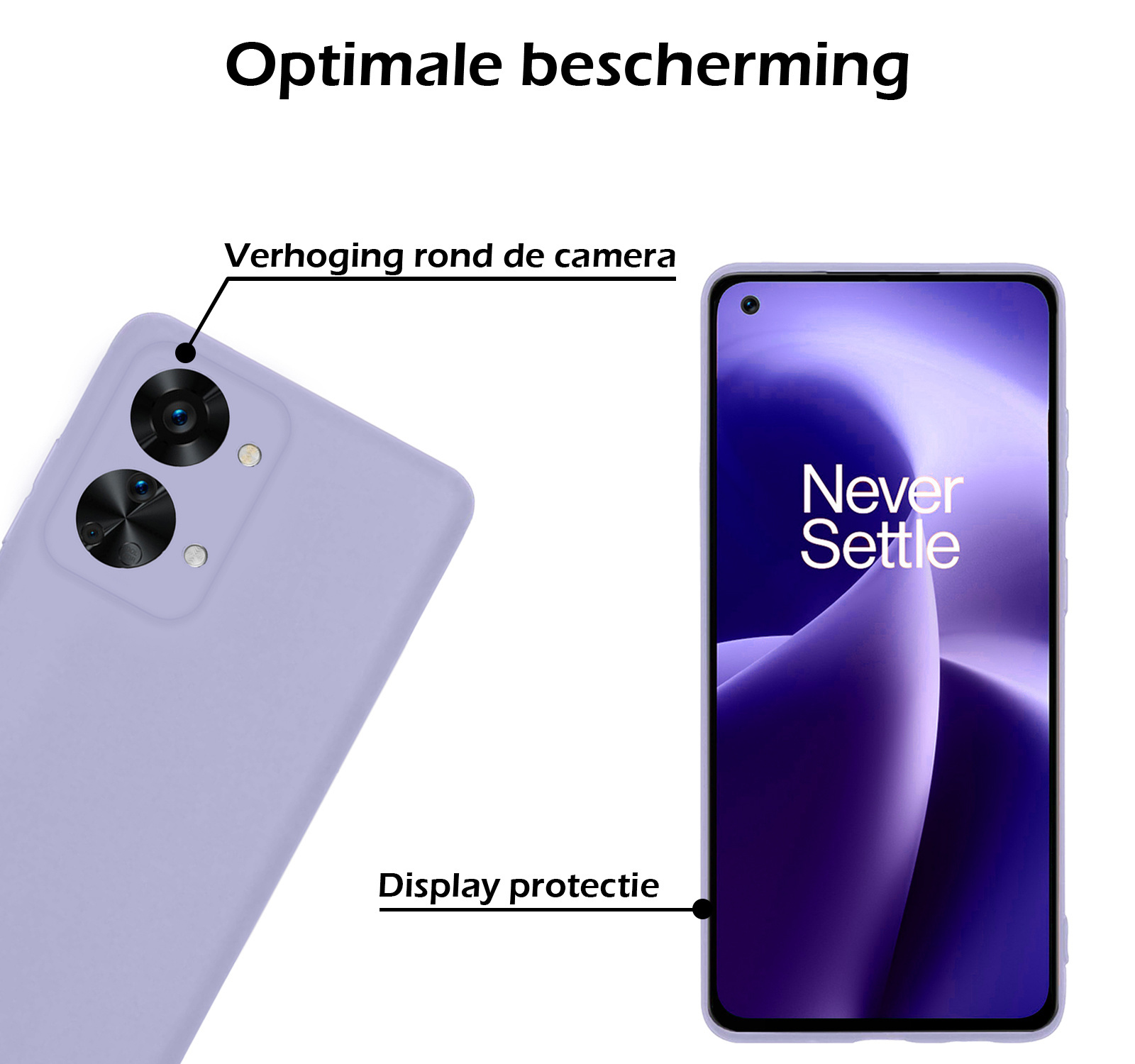 Nomfy Hoesje Geschikt voor OnePlus Nord 2T Hoesje Siliconen Cover Case Met Screenprotector - Hoes Geschikt voor OnePlus Nord 2T Hoes Back Case - Lila