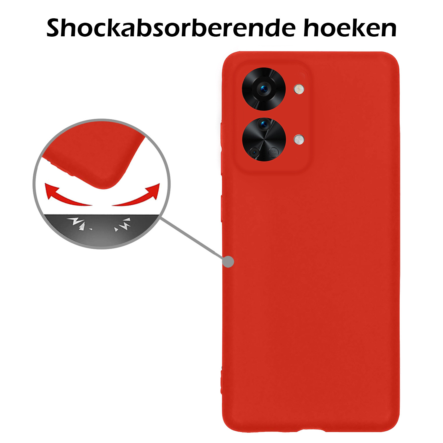 OnePlus Nord 2T Hoesje Siliconen Case Back Cover Met Screenprotector - OnePlus Nord 2T Hoes Cover Silicone - Rood