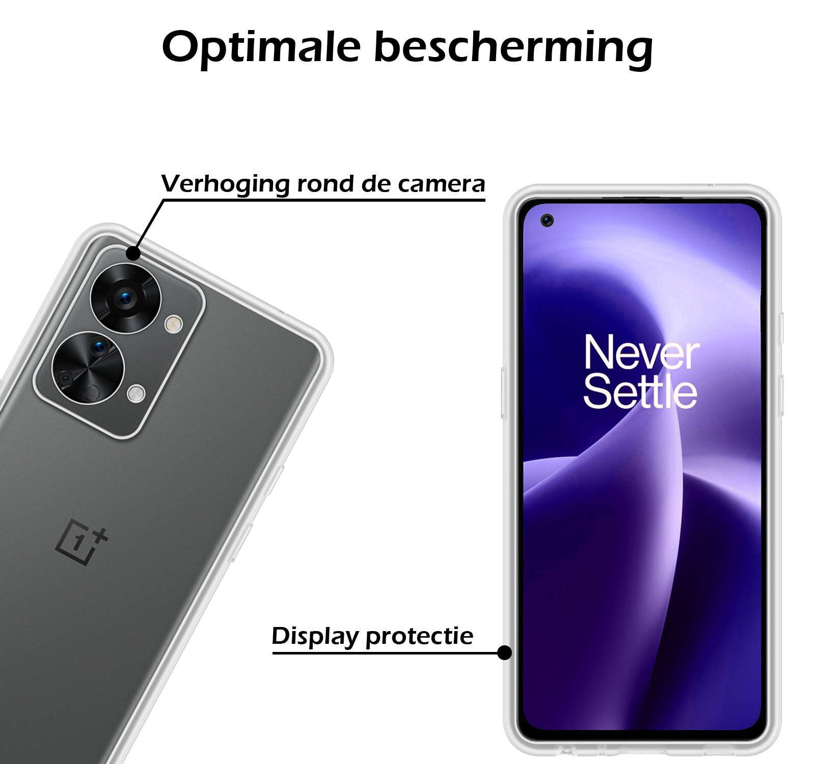 Nomfy Hoesje Geschikt voor OnePlus Nord 2T Hoesje Siliconen Cover Case Met Screenprotector - Hoes Geschikt voor OnePlus Nord 2T Hoes Back Case - Transparant