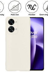 Nomfy Hoesje Geschikt voor OnePlus Nord 2T Hoesje Siliconen Cover Case Met Screenprotector - Hoes Geschikt voor OnePlus Nord 2T Hoes Back Case - Wit