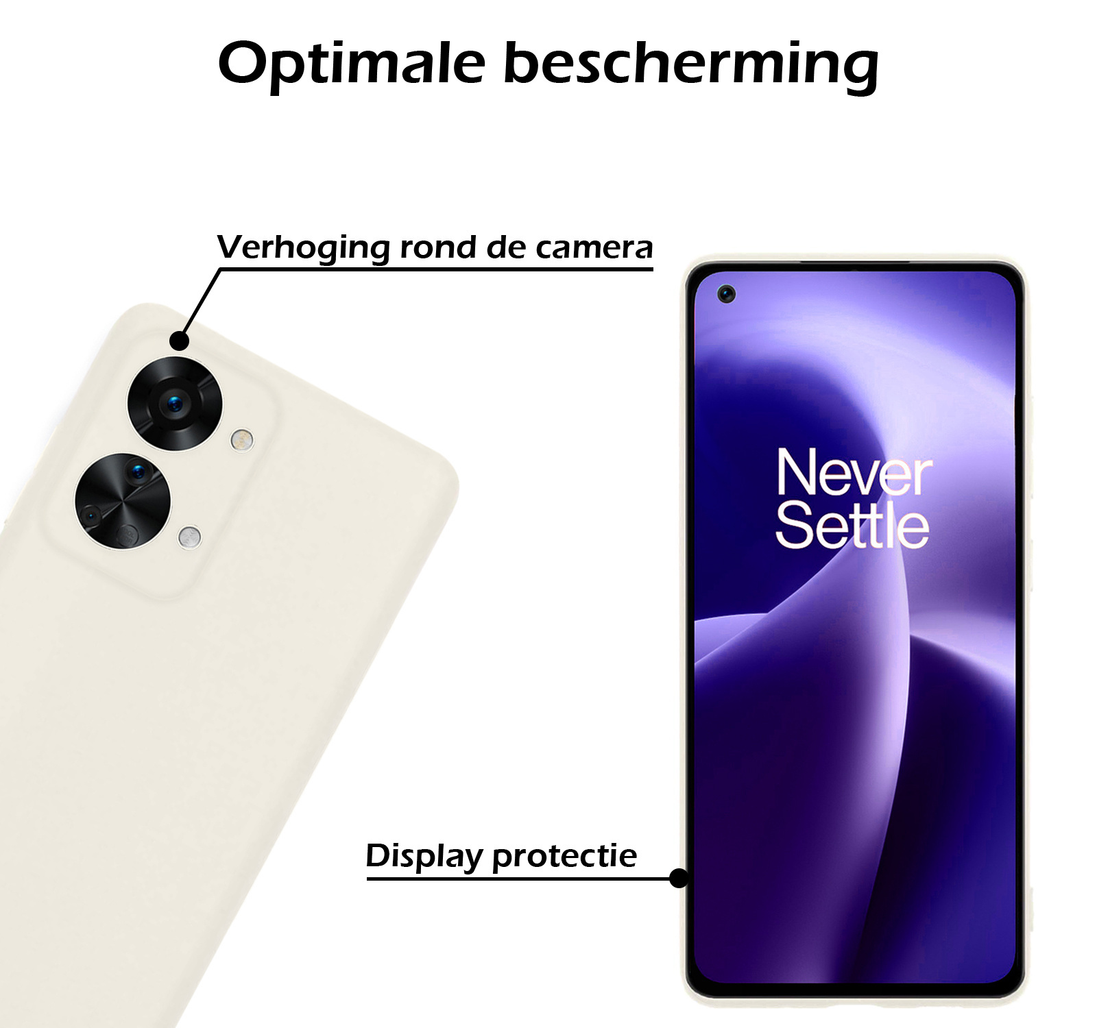 Nomfy Hoesje Geschikt voor OnePlus Nord 2T Hoesje Siliconen Cover Case Met Screenprotector - Hoes Geschikt voor OnePlus Nord 2T Hoes Back Case - Wit