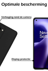 OnePlus Nord 2T Hoesje Siliconen Case Back Cover Met Screenprotector - OnePlus Nord 2T Hoes Cover Silicone - Zwart