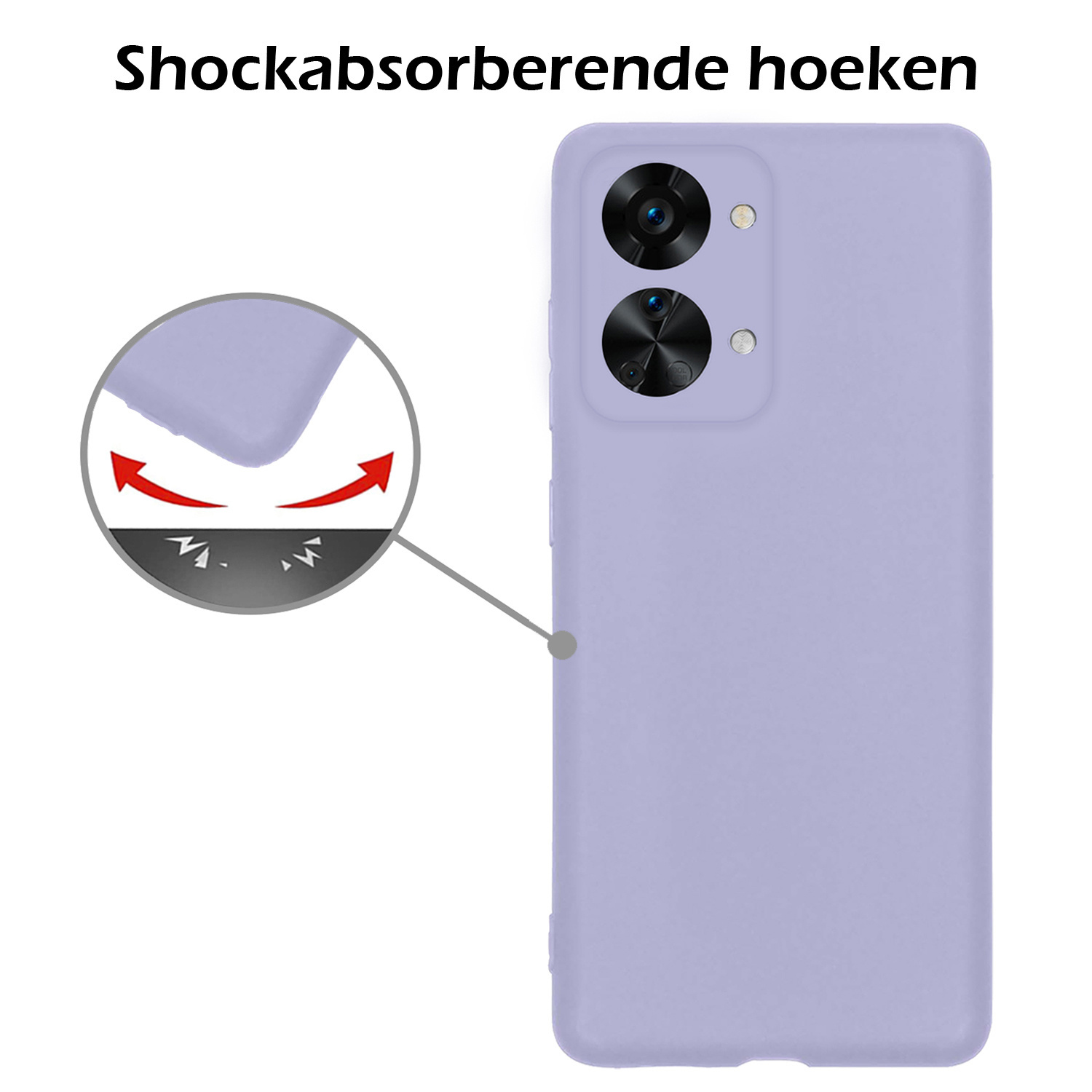 Nomfy Hoesje Geschikt voor OnePlus Nord 2T Hoesje Siliconen Cover Case Met 2x Screenprotector - Hoes Geschikt voor OnePlus Nord 2T Hoes Back Case - Lila