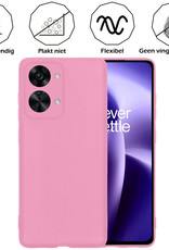 Nomfy Hoesje Geschikt voor OnePlus Nord 2T Hoesje Siliconen Cover Case Met 2x Screenprotector - Hoes Geschikt voor OnePlus Nord 2T Hoes Back Case - Lichtroze