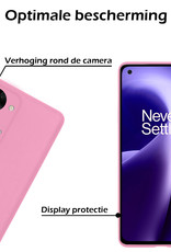 Nomfy Hoesje Geschikt voor OnePlus Nord 2T Hoesje Siliconen Cover Case Met 2x Screenprotector - Hoes Geschikt voor OnePlus Nord 2T Hoes Back Case - Lichtroze