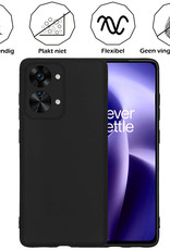 Nomfy Hoesje Geschikt voor OnePlus Nord 2T Hoesje Siliconen Cover Case Met 2x Screenprotector - Hoes Geschikt voor OnePlus Nord 2T Hoes Back Case - Zwart