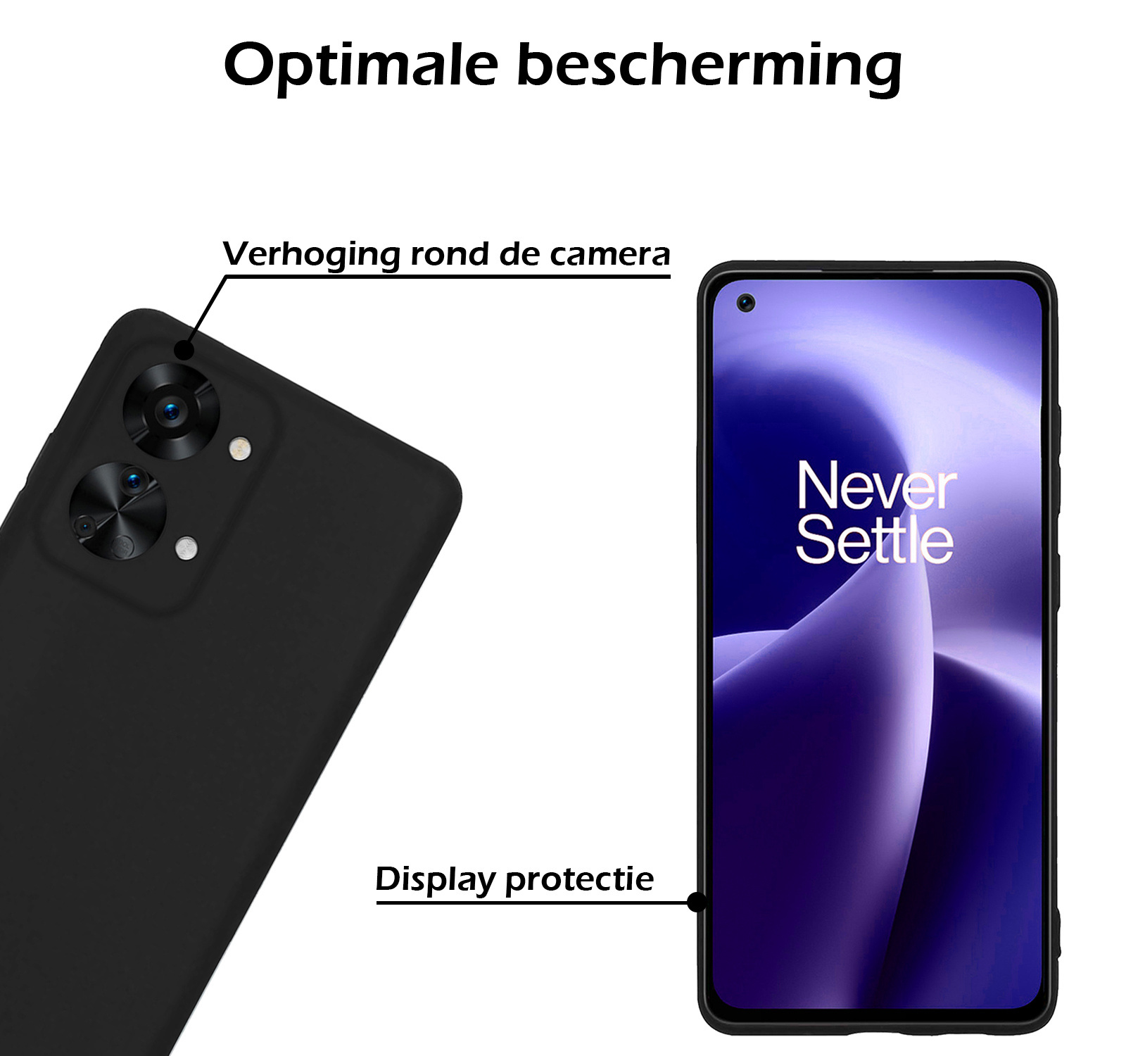 Nomfy Hoesje Geschikt voor OnePlus Nord 2T Hoesje Siliconen Cover Case Met 2x Screenprotector - Hoes Geschikt voor OnePlus Nord 2T Hoes Back Case - Zwart
