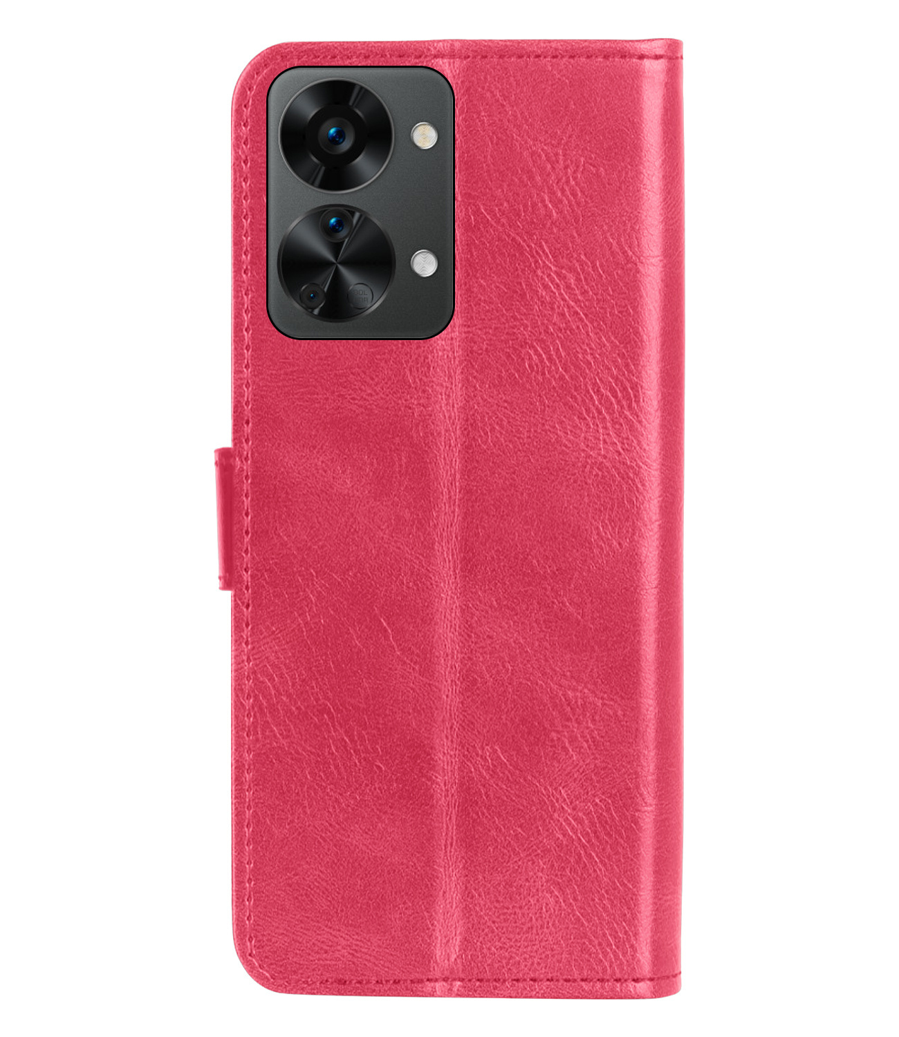 BASEY. Hoes Geschikt voor OnePlus Nord 2T Hoesje Bookcase Hoes Flip Case Book Cover Met Screenprotector - Hoesje Geschikt voor OnePlus Nord 2T Hoes Book Case Hoesje - Donkerroze