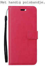 BASEY. Hoes Geschikt voor OnePlus Nord 2T Hoesje Bookcase Hoes Flip Case Book Cover Met Screenprotector - Hoesje Geschikt voor OnePlus Nord 2T Hoes Book Case Hoesje - Donkerroze